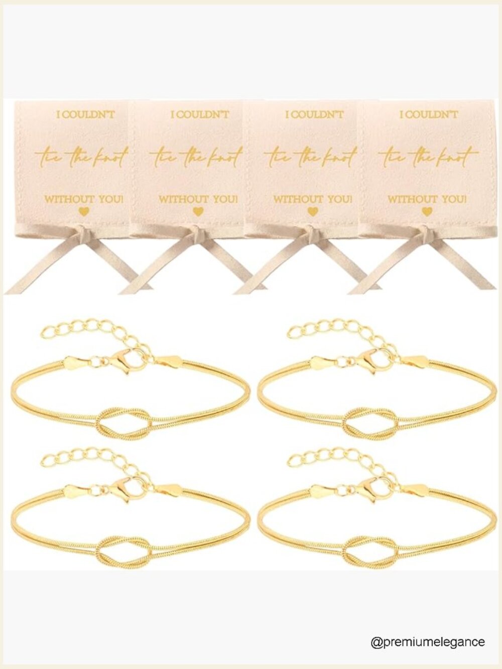 Bridesmaid Proposal Bracelet Gold Chain Adjustable Knot Gift Set of 4